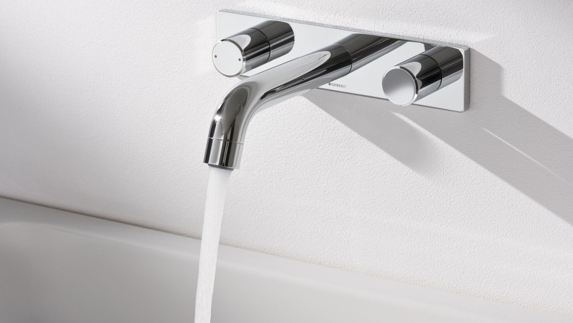 Geberit wall-mounted taps with running water