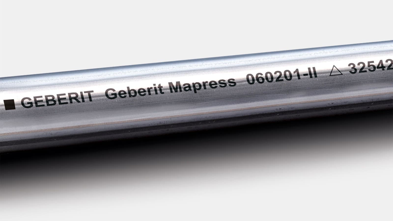 The black label identifies the Geberit Mapress Stainless Steel system pipe CrNiMo The black label identifies the Geberit Mapress Stainless Steel system pipe CrNiMo